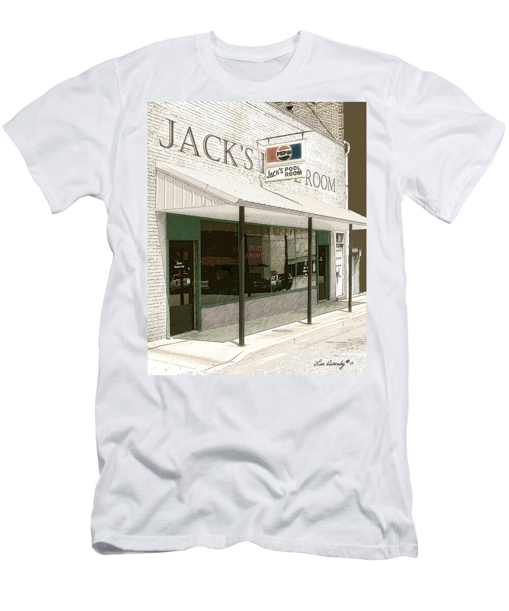 Jacks Pool Room T-Shirt featuring the photograph Jack's Pool Room by Lee Owenby