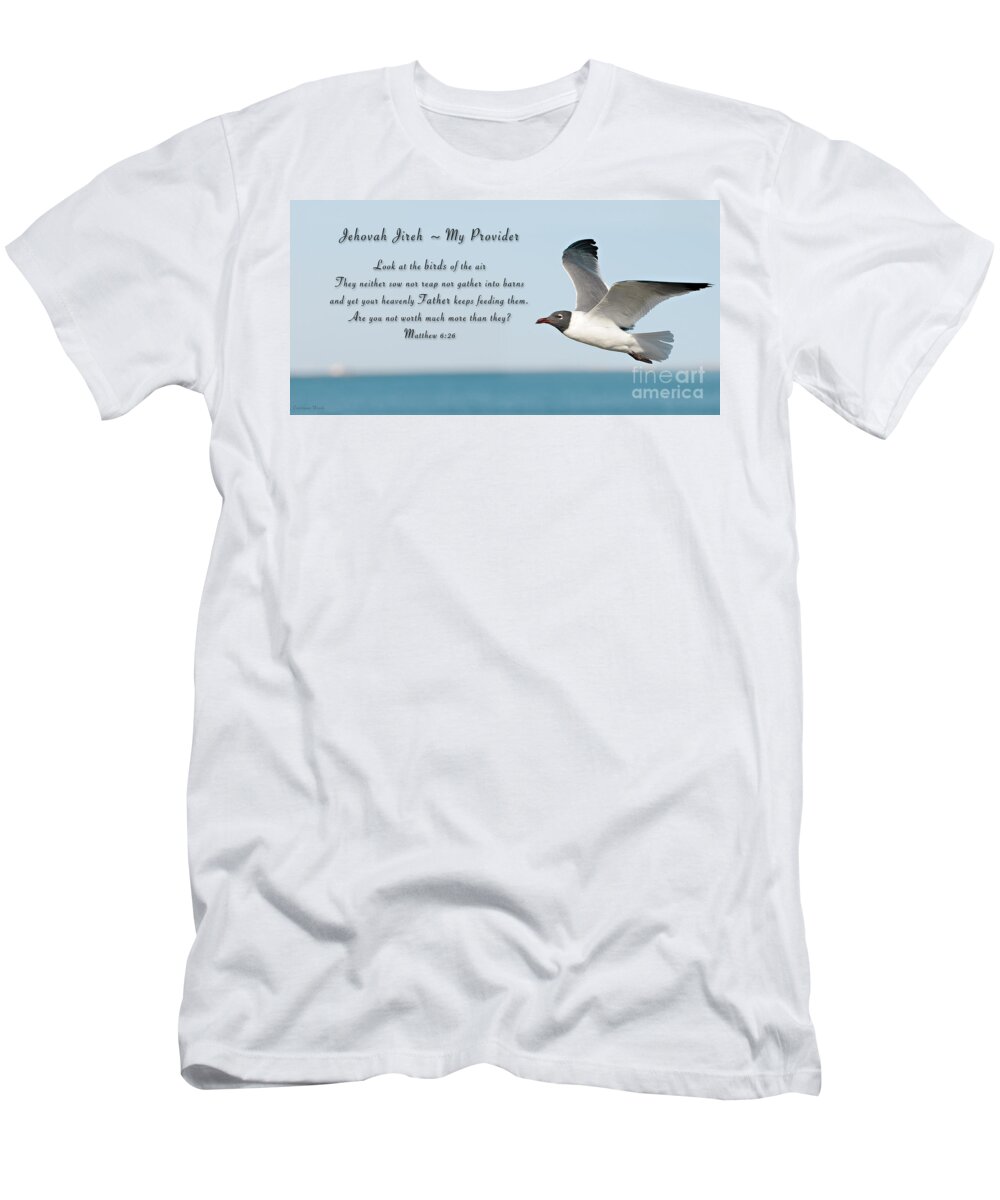 Seagull T-Shirt featuring the painting Jehovah Jireh My Provider by Constance Woods