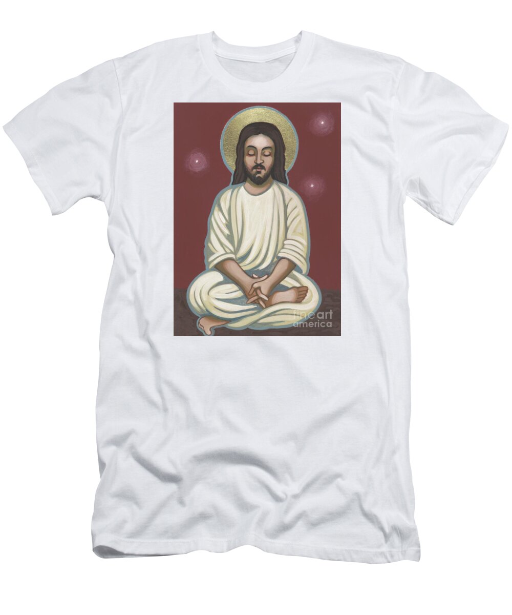 A Meditating Jesus? Father Bill Depicts Jesus In The Lotus Position T-Shirt featuring the painting Jesus Listen and Pray 251 by William Hart McNichols