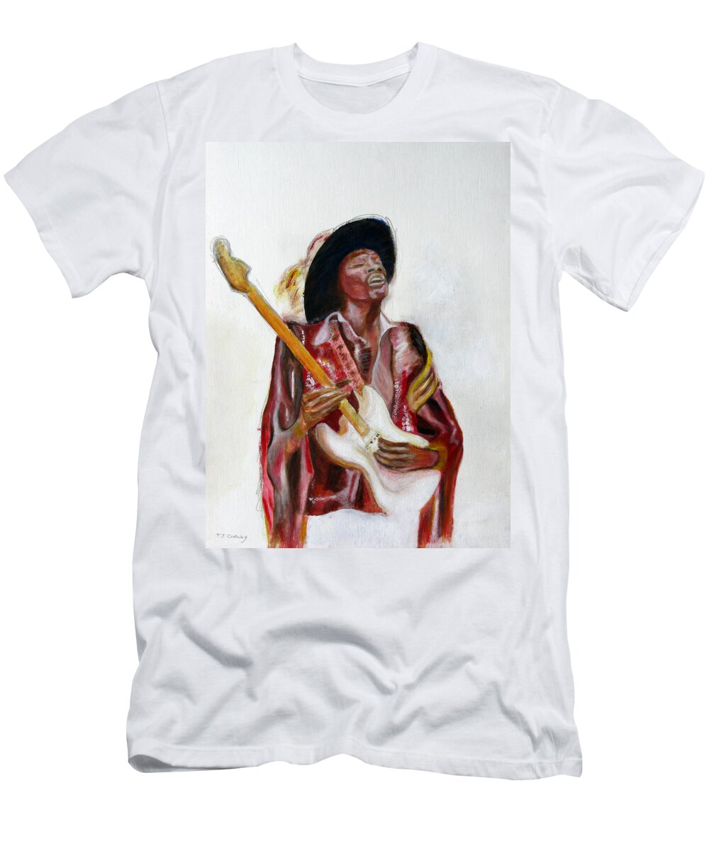 Jimi Hendrix T-Shirt featuring the painting Jimi by Tom Conway
