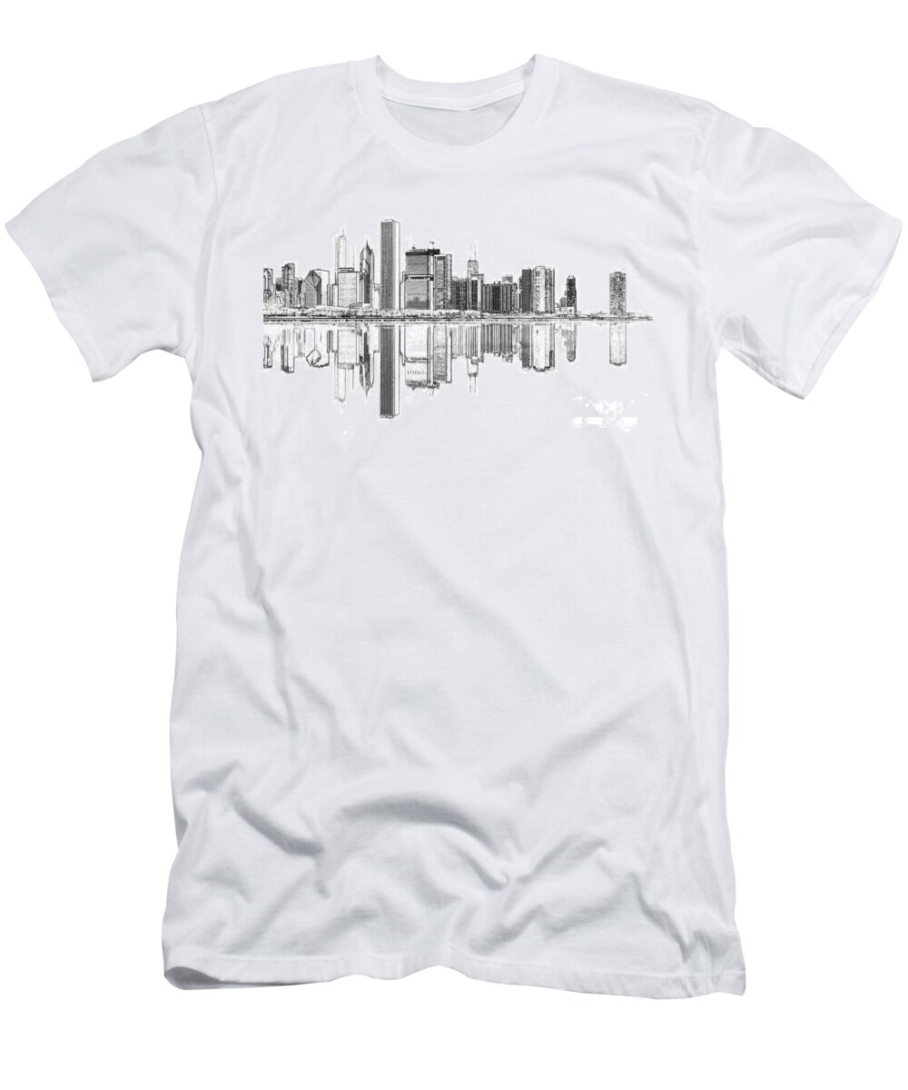 Chicago Panorama T-Shirt featuring the digital art John Hancock Chicago by Dejan Jovanovic