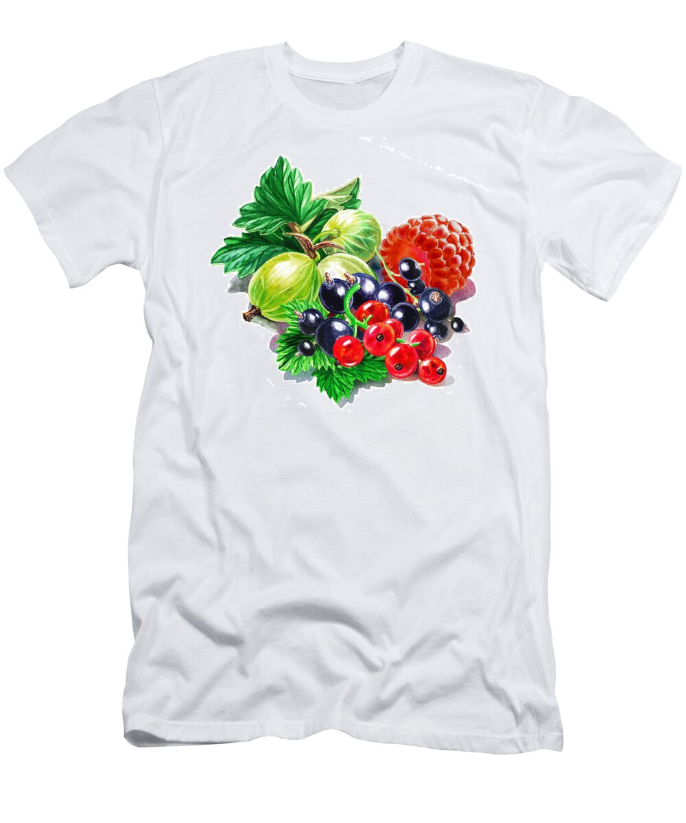 Juicy T-Shirt featuring the painting Juicy Berry Mix by Irina Sztukowski