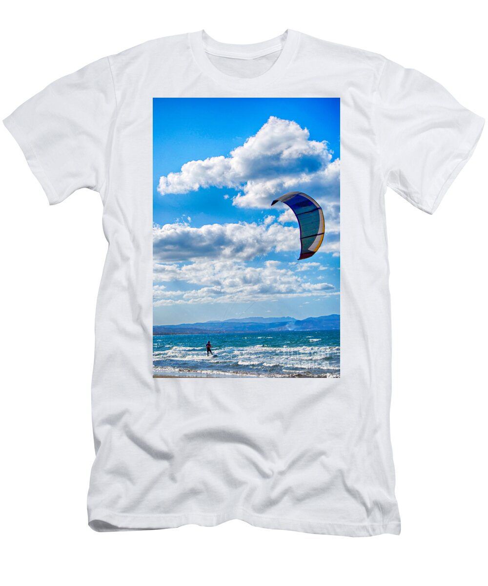 Kitesurfing T-Shirt featuring the photograph Kitesurfer by Antony McAulay