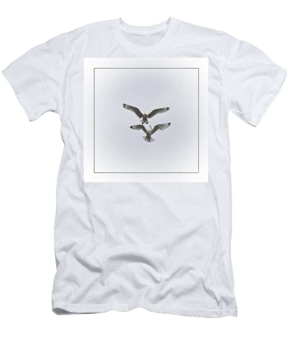 Seagull T-Shirt featuring the photograph Kittiwakes Dancing in the Air by Heiko Koehrer-Wagner