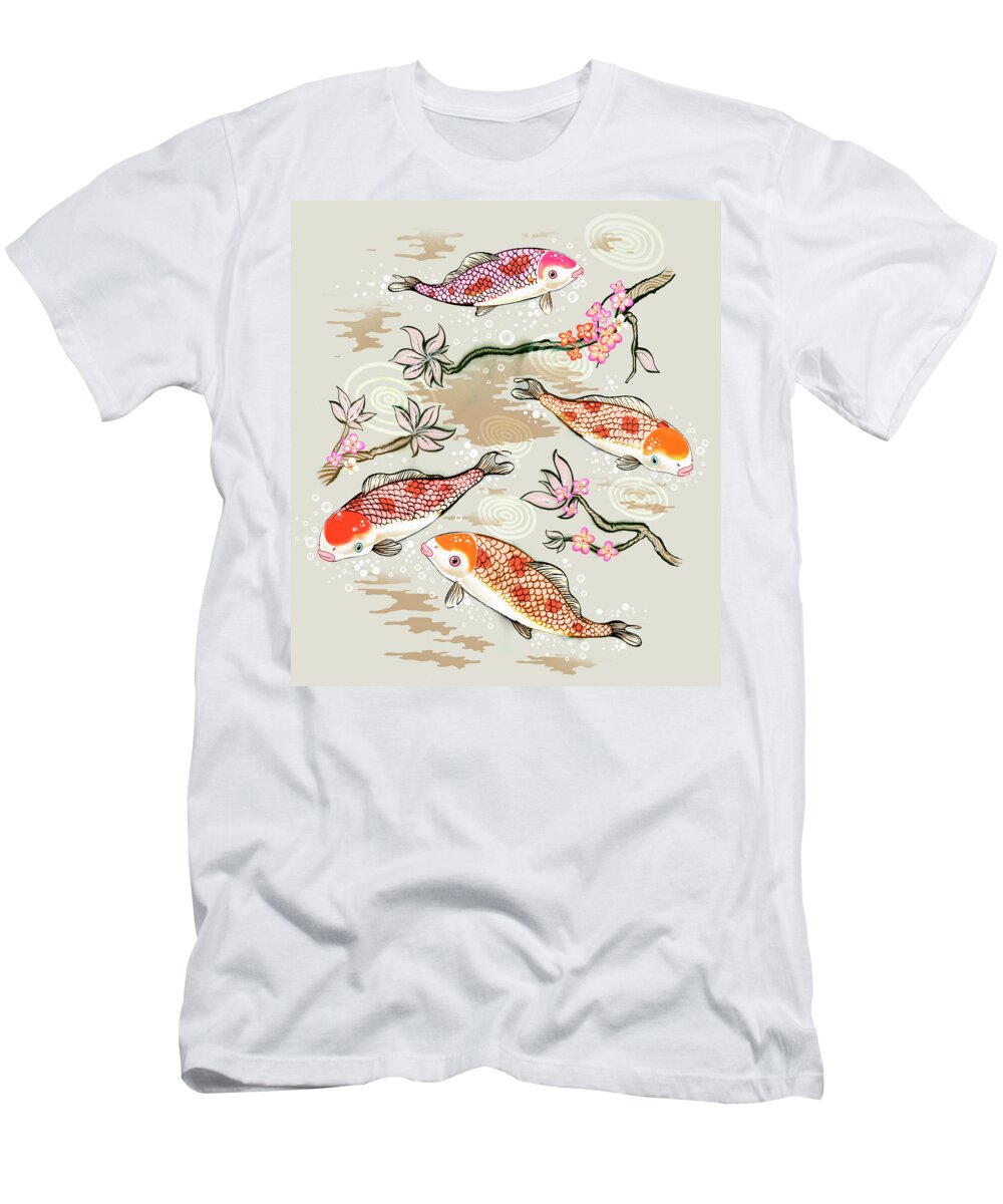 Animal T-Shirt featuring the photograph Koi Fish Swimming In Pond by Ikon Ikon Images