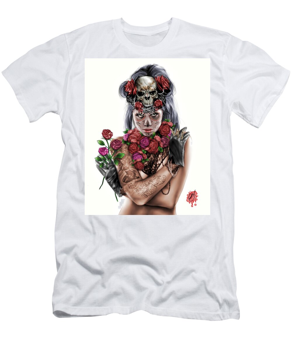 Pete T-Shirt featuring the painting La Calavera Catrina by Pete Tapang