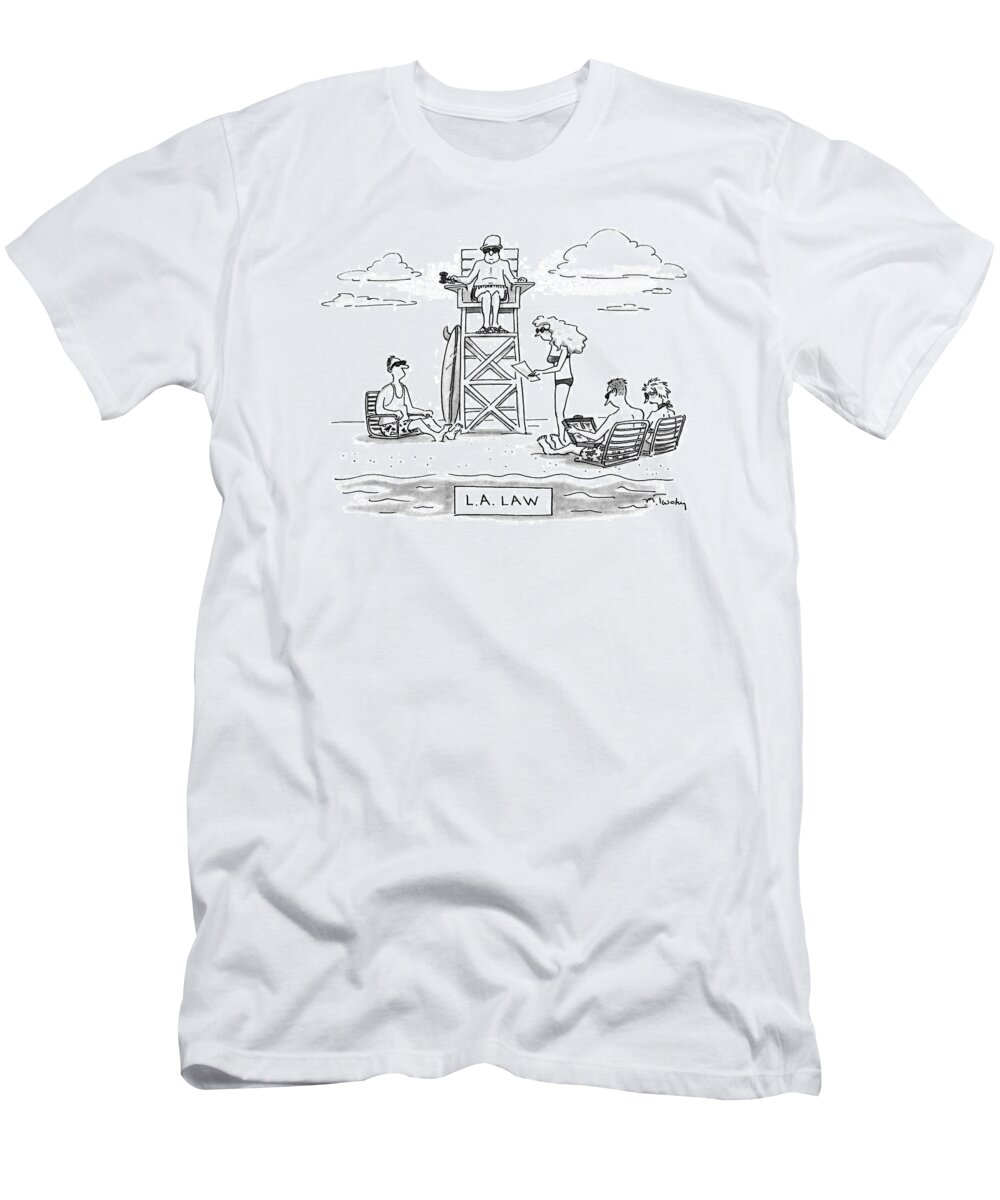 Law T-Shirt featuring the drawing L.a. Law by Mike Twohy