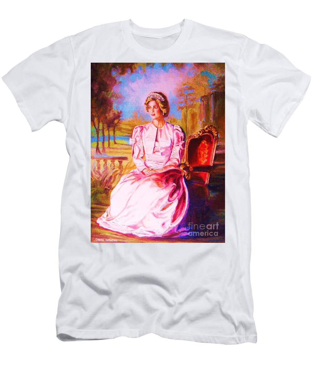 Princess Diana T-Shirt featuring the painting Lady Diana Our Princess by Carole Spandau