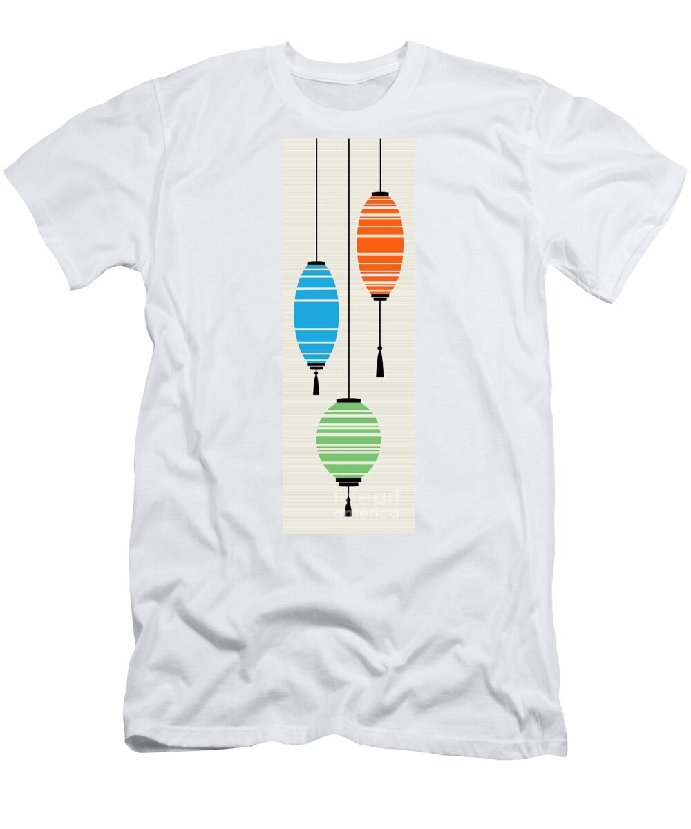 Mid Century Modern T-Shirt featuring the digital art Lanterns 2 by Donna Mibus