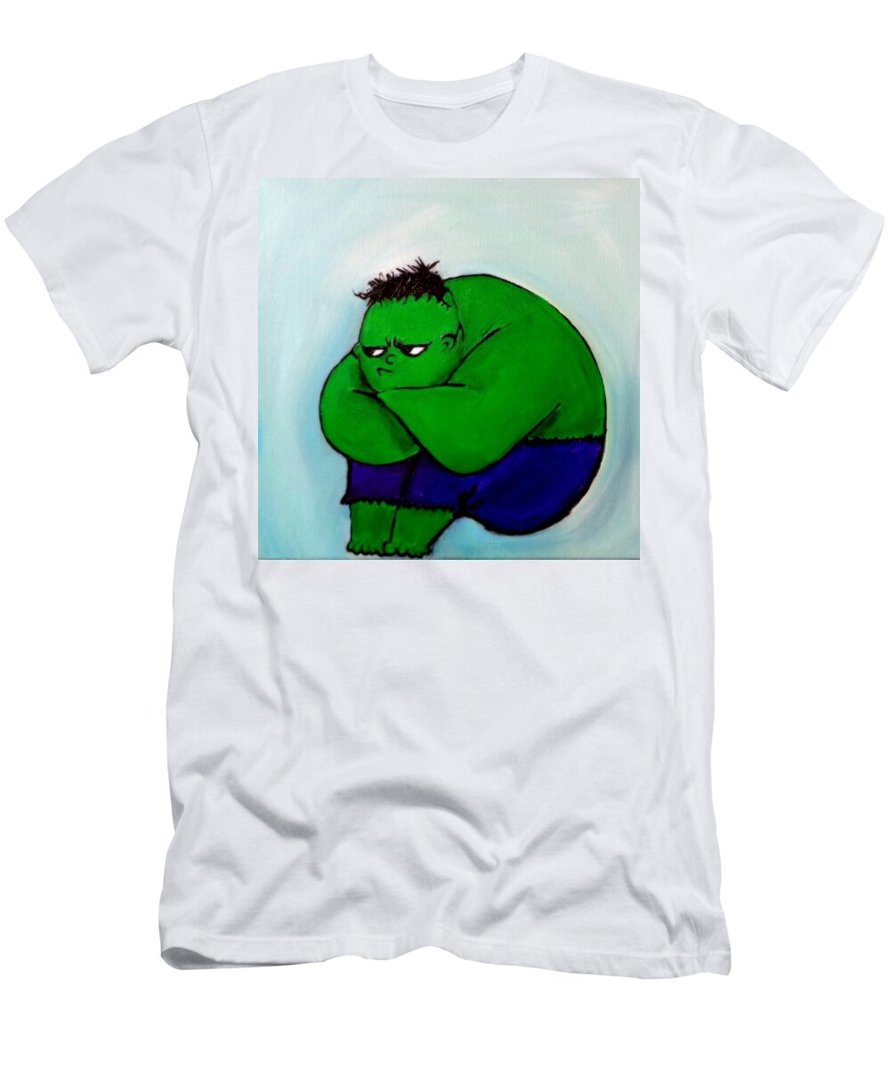 Hulk T-Shirt featuring the painting Le Hulk Incroyable by Katy Hawk