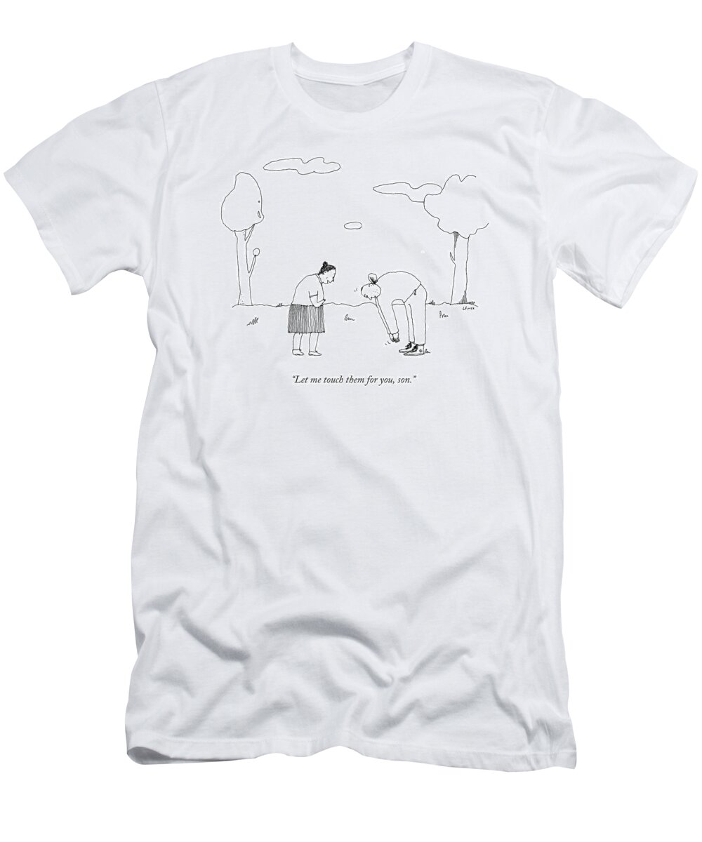Stretch T-Shirt featuring the drawing Let Me Touch by Liana Finck