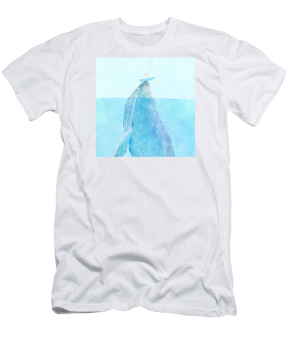 Whale T-Shirt featuring the drawing Lift by Eric Fan