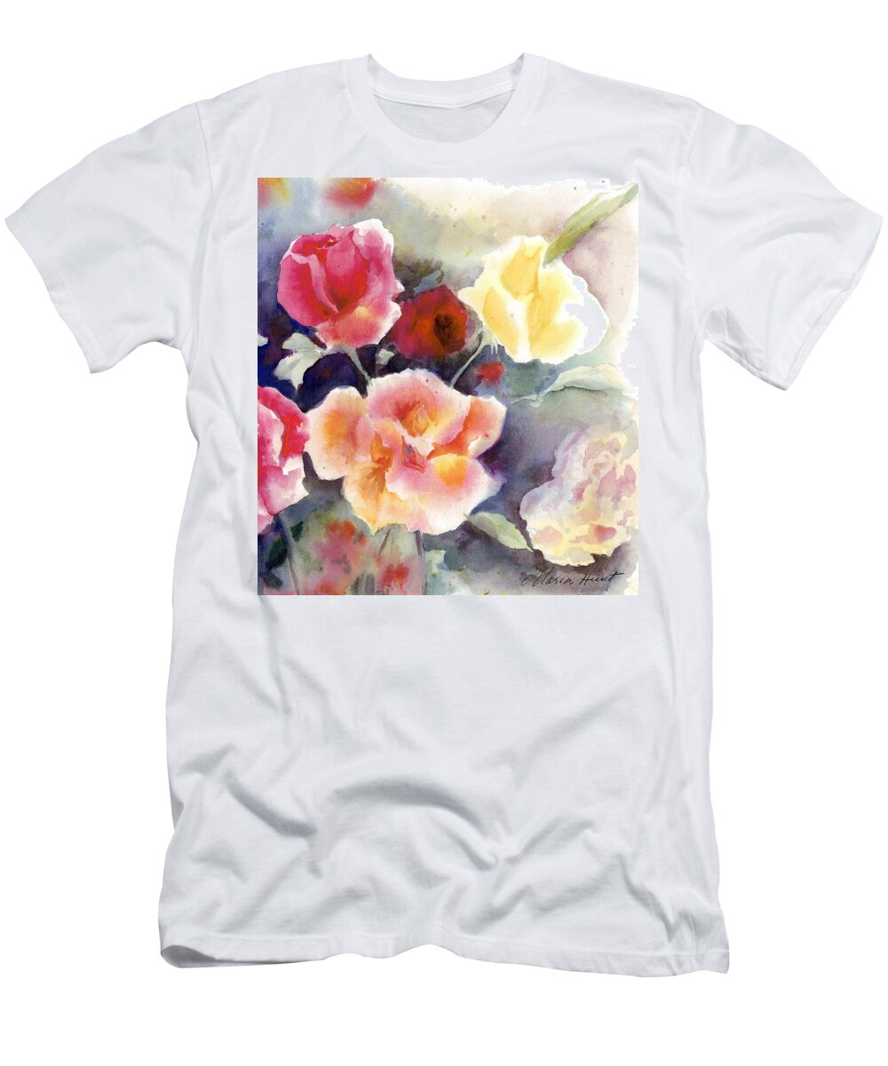 Roses T-Shirt featuring the painting Roses in the Garden by Maria Hunt