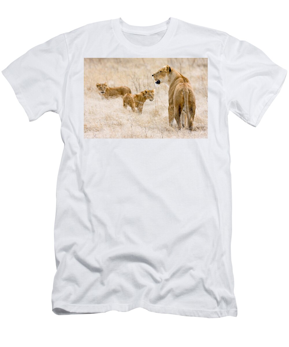 Tanzania T-Shirt featuring the photograph Lion Family by Max Waugh