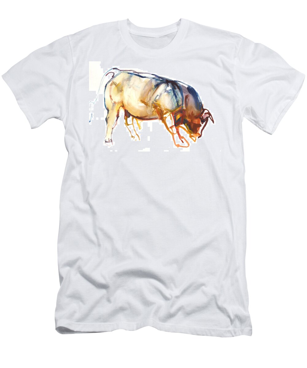 Bull T-Shirt featuring the photograph Little Bull, 2010, Watercolour And Gouache On Paper by Mark Adlington