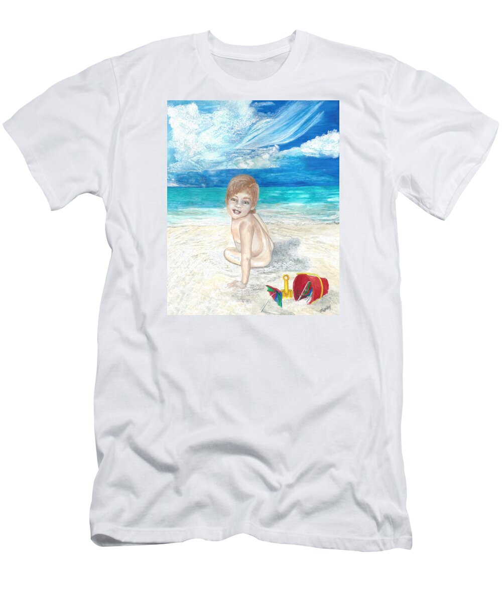 Beach T-Shirt featuring the painting Little Miss Crissy by Toni Willey