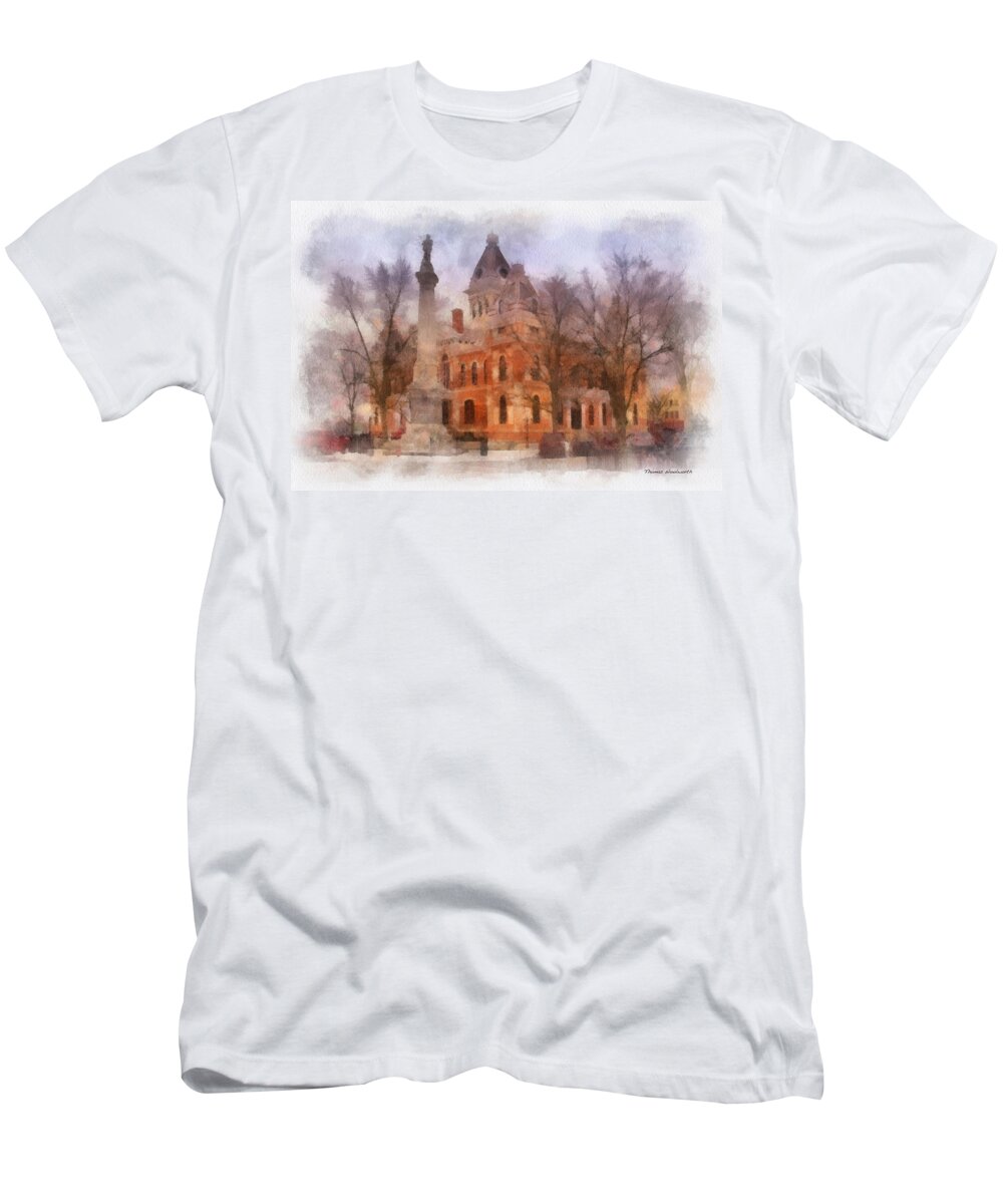 Livingston County T-Shirt featuring the photograph Livingston County War Memorial 01 Photo Art by Thomas Woolworth