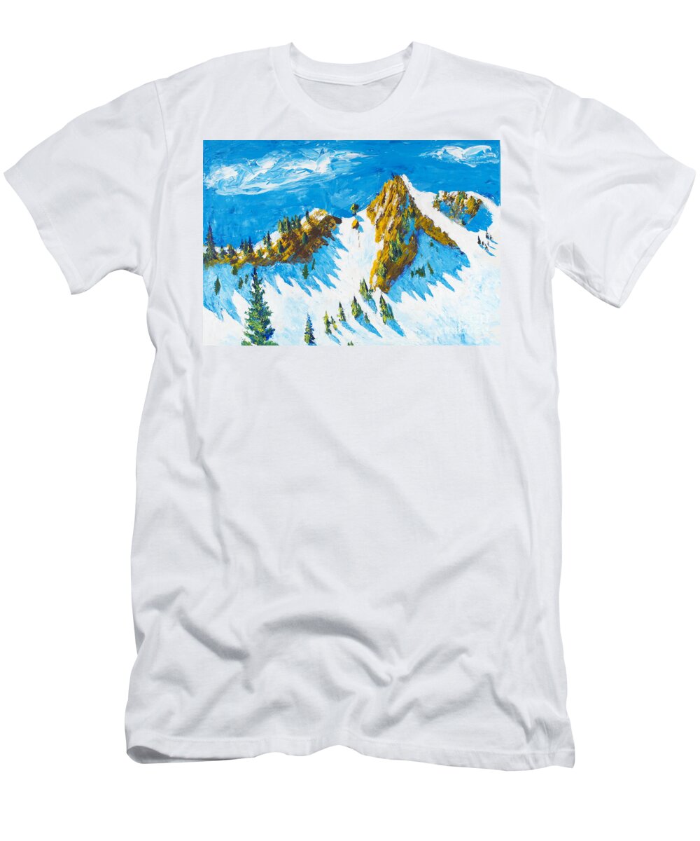 Mountains T-Shirt featuring the painting Lone Tree One by Walt Brodis