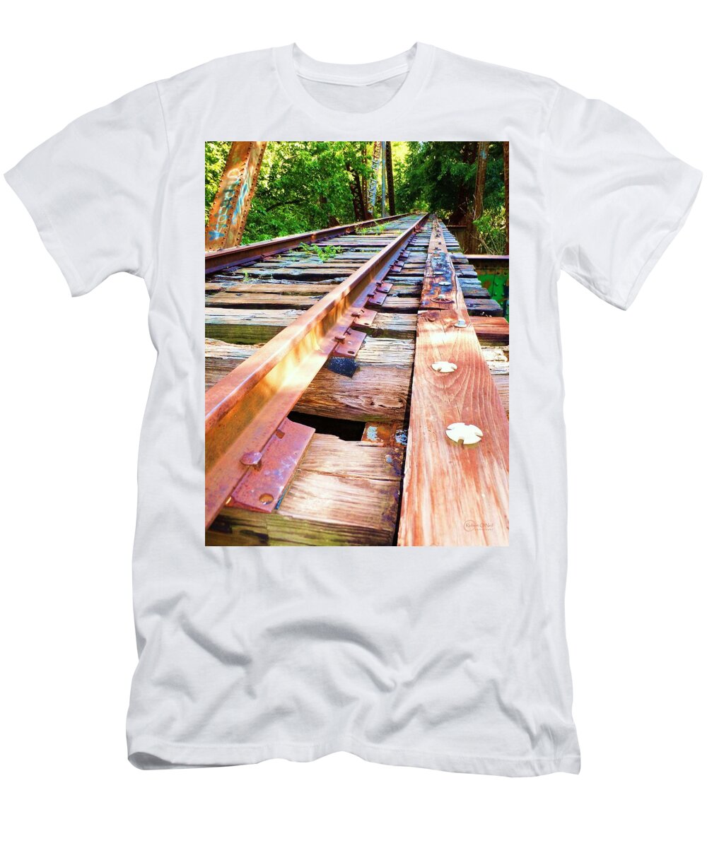 Railroad T-Shirt featuring the photograph Lonesome Railroad #7 by Robert ONeil
