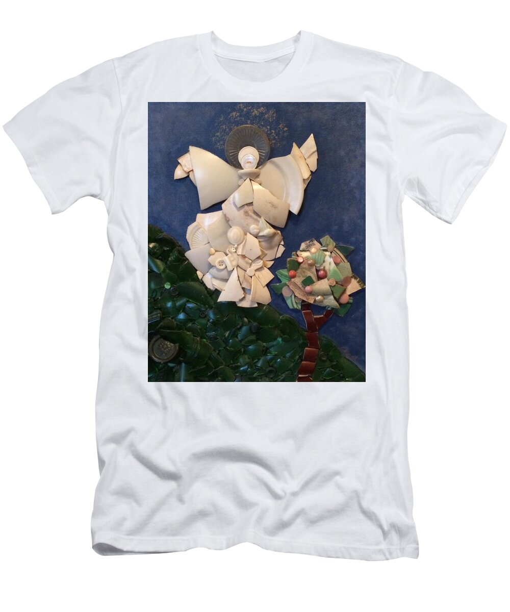 Angel T-Shirt featuring the mixed media Look Unto the Hills by Carol Neal