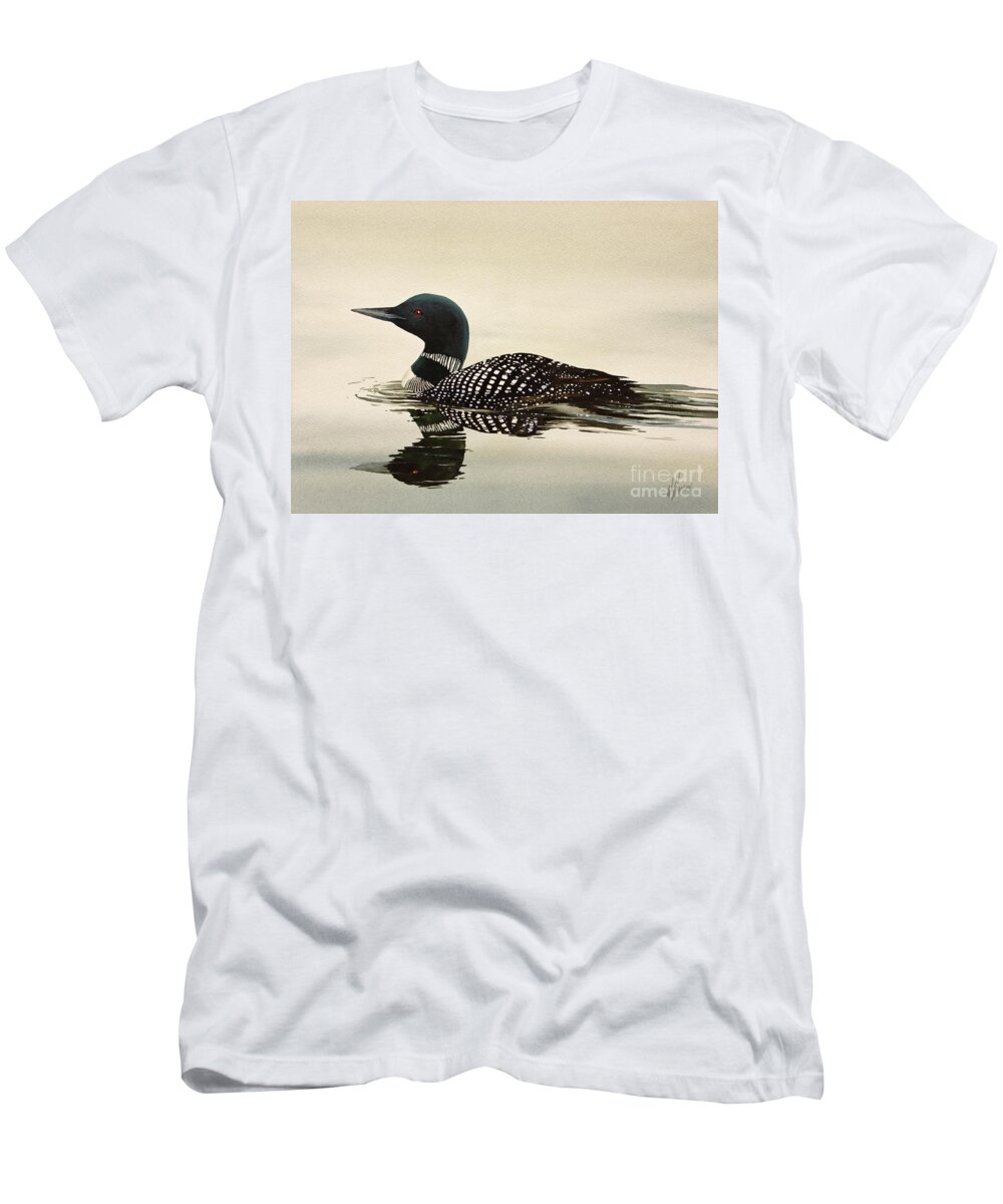 Loon T-Shirt featuring the painting Loveliest of Nature by James Williamson