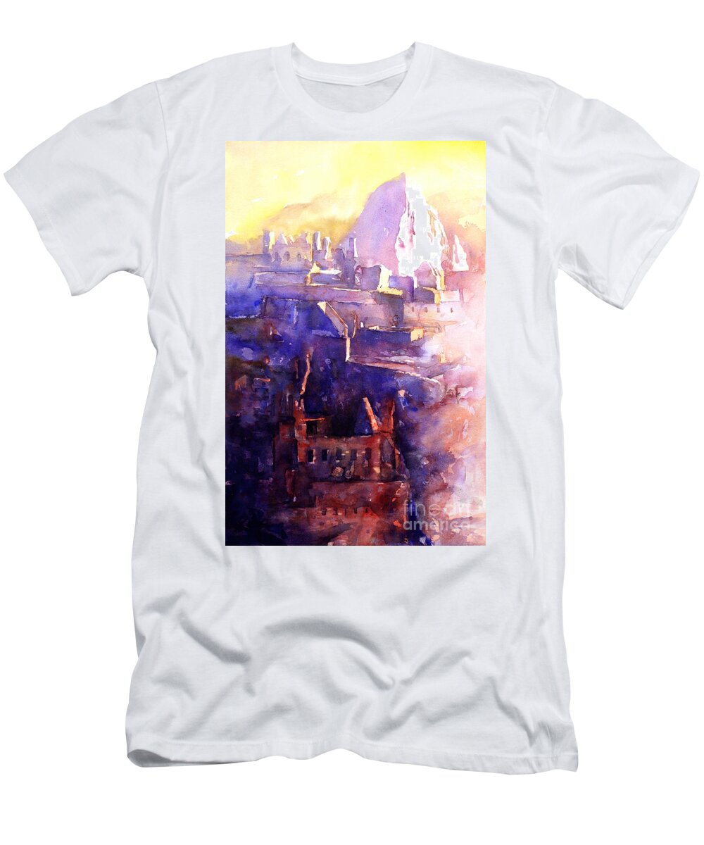 Watercolor T-Shirt featuring the painting Machu Pichu- Peru by Ryan Fox