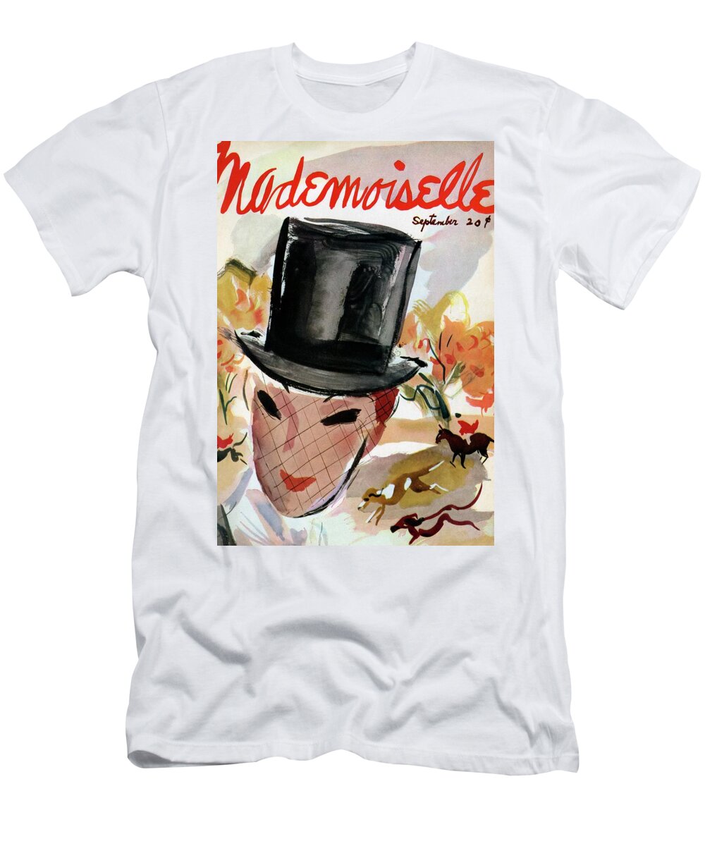 Illustration T-Shirt featuring the photograph Mademoiselle Cover Featuring A Female Equestrian by Helen Jameson Hall