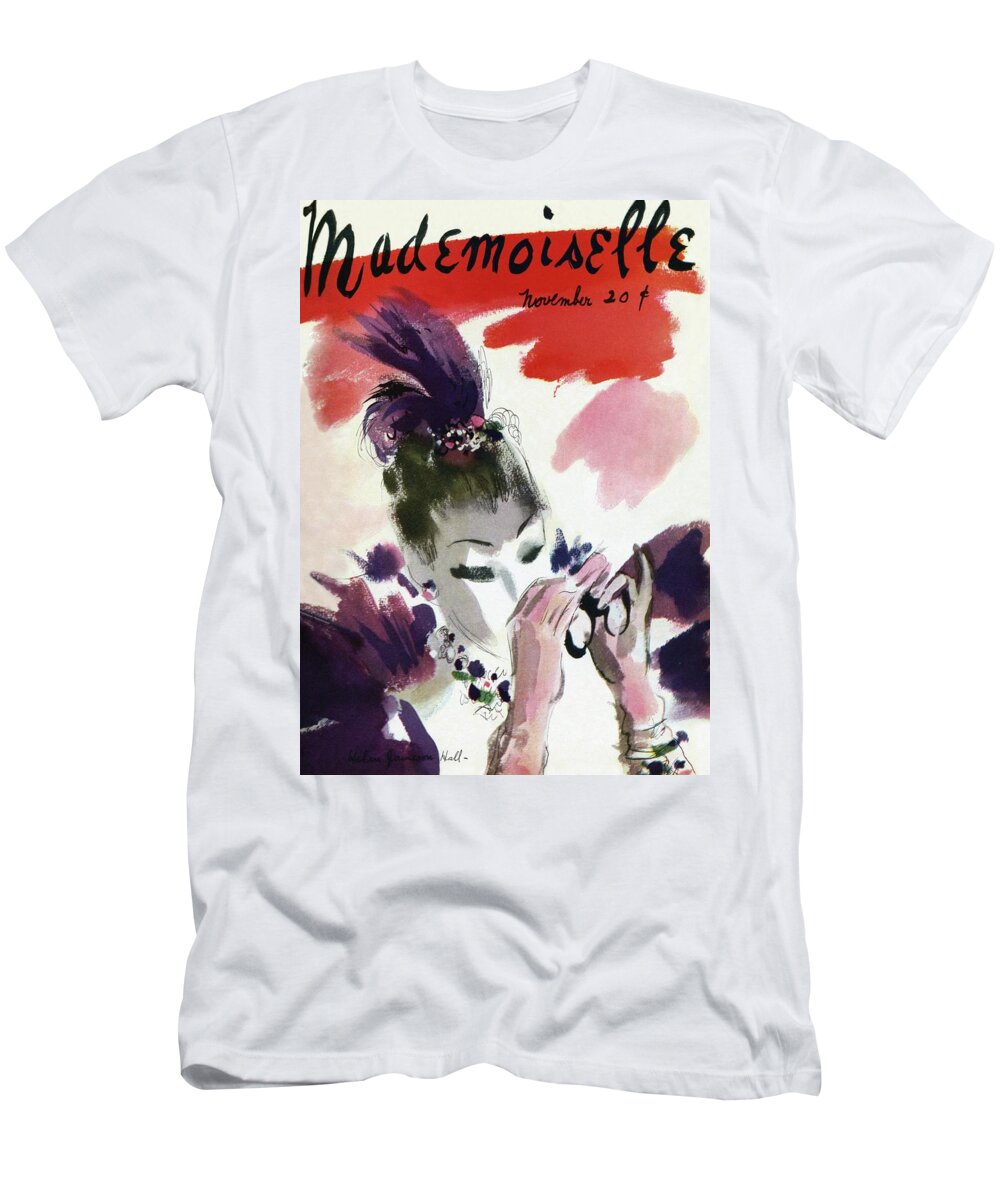 Illustration T-Shirt featuring the photograph Mademoiselle Cover Featuring A Woman Looking by Helen Jameson Hall