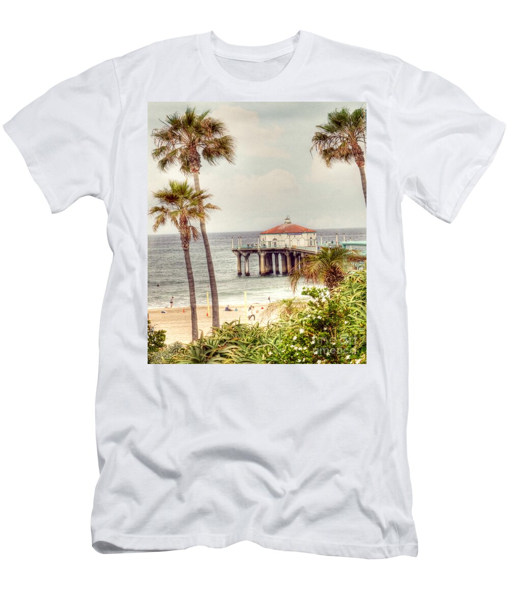 Manhatten Beach T-Shirt featuring the photograph Manhattan Beach Pier by Juli Scalzi