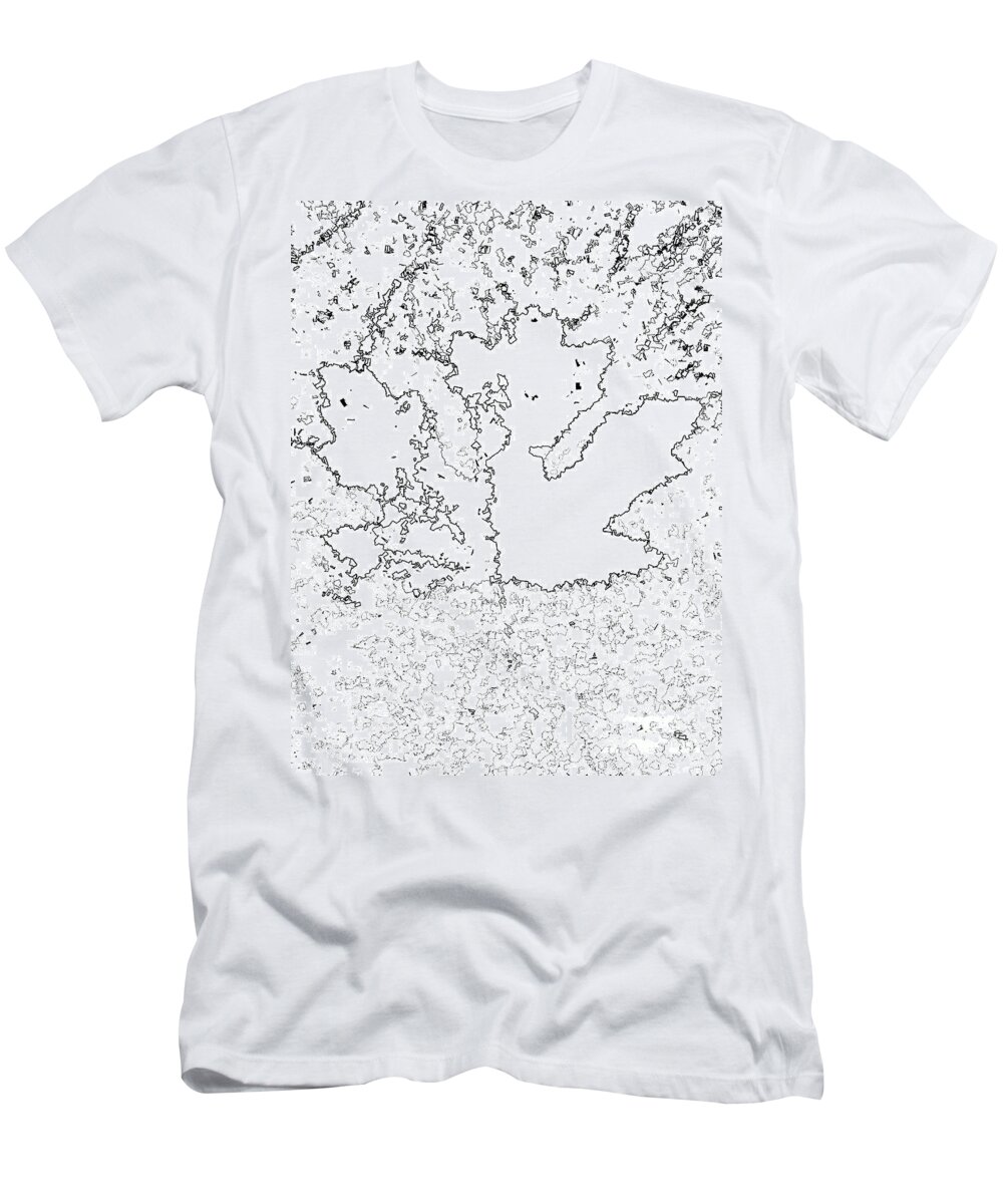 Maple Leaf T-Shirt featuring the digital art Maple leaf black lines by Vintage Collectables