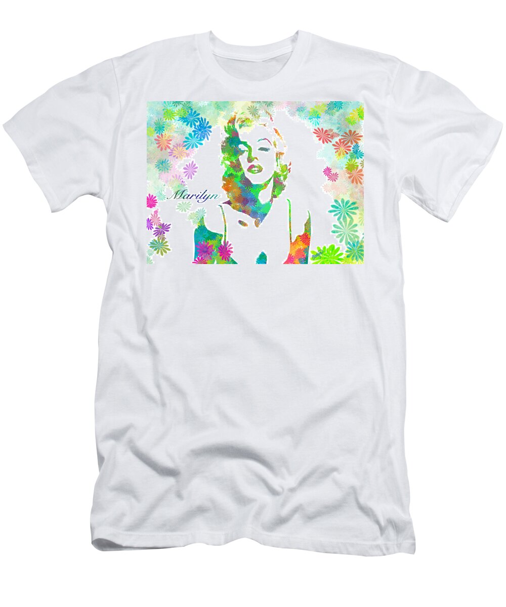 Marilyn Monroe T-Shirt featuring the digital art Marilyn Monroe Flowering Beauty by Patricia Lintner