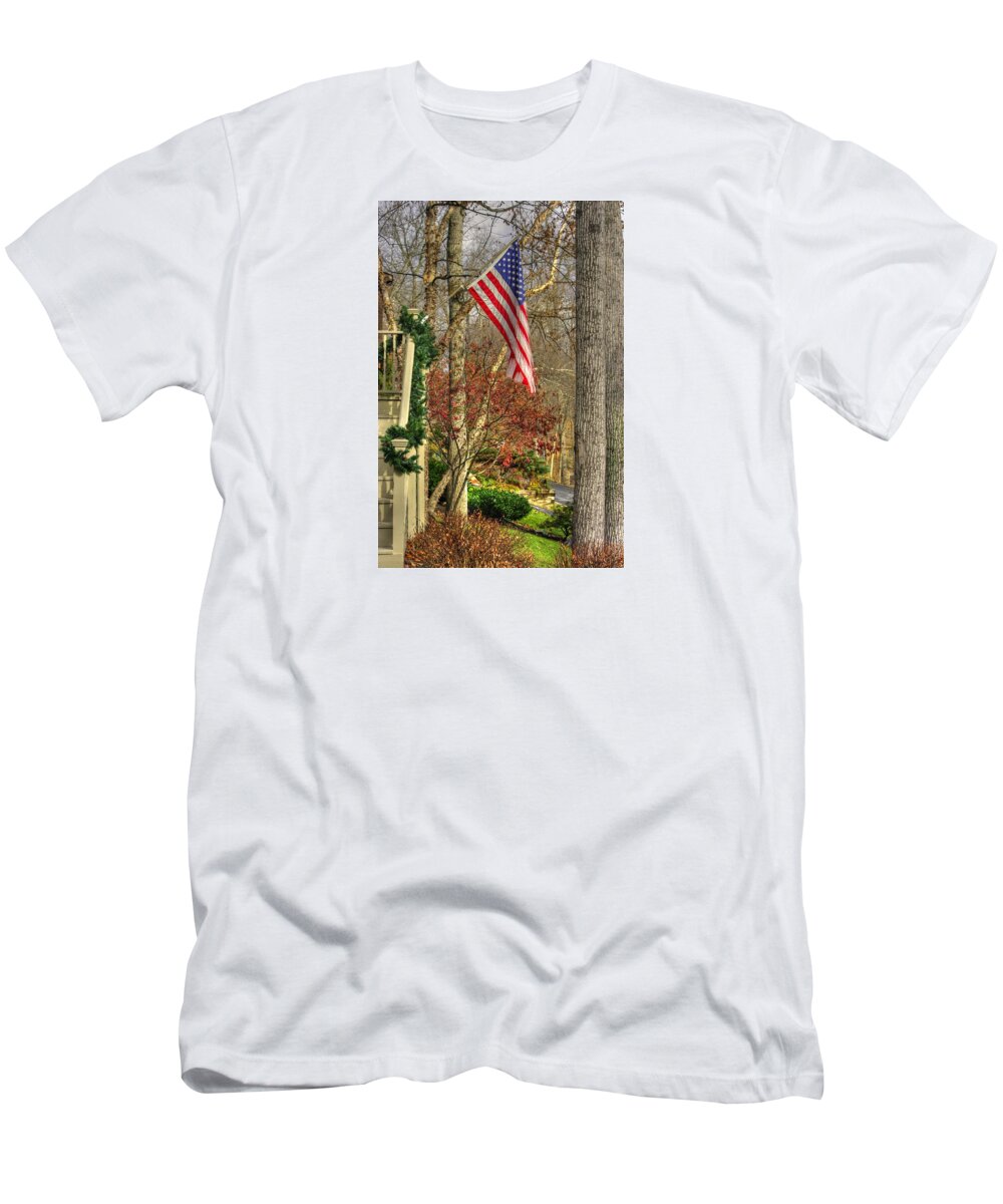 Maryland T-Shirt featuring the photograph Maryland Country Roads - Flying the Colors 1A by Michael Mazaika