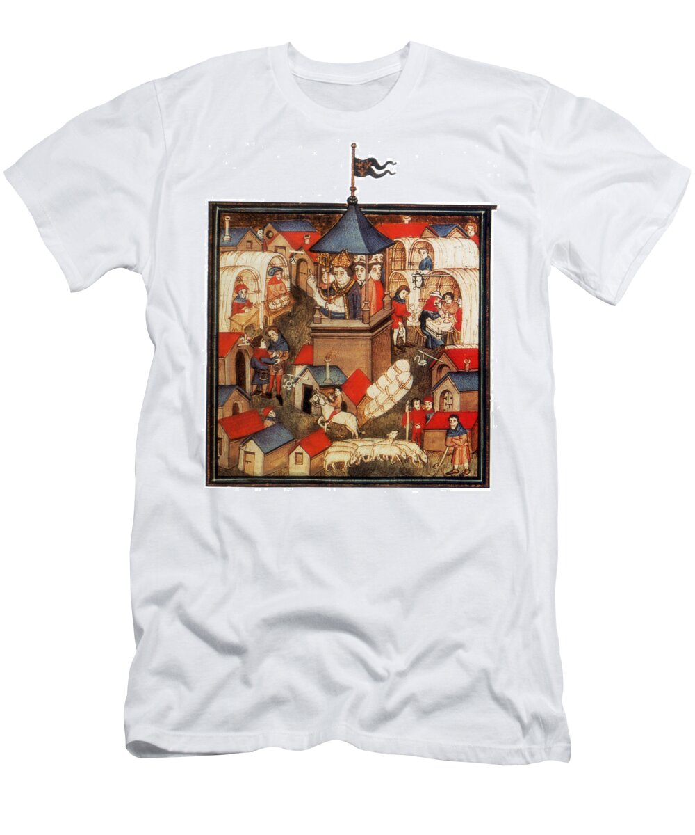 Holiday T-Shirt featuring the painting Medieval Benediction And Market Fair by Science Source
