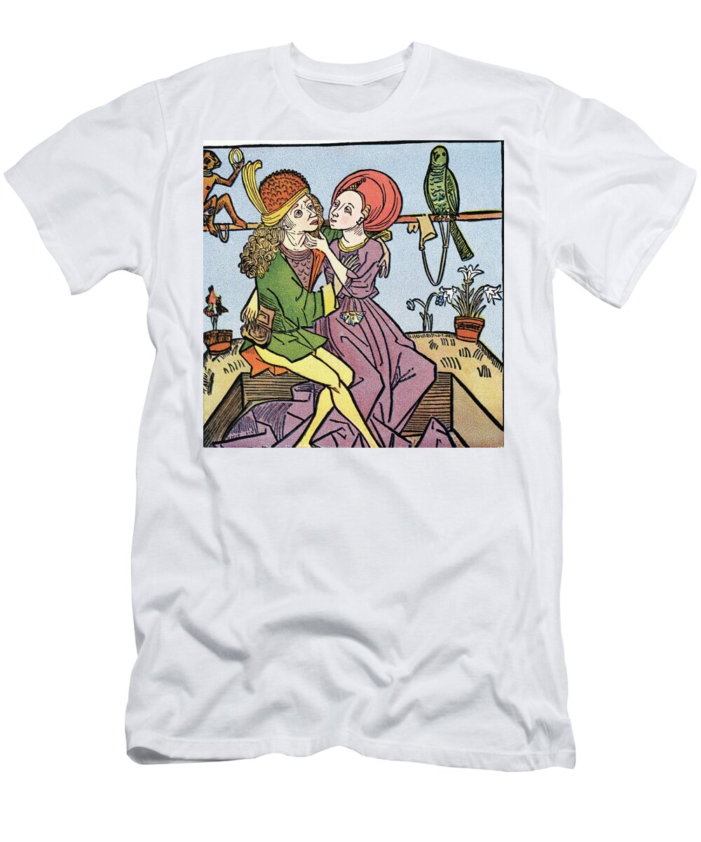 15th Century T-Shirt featuring the painting Medieval Lovers by Granger