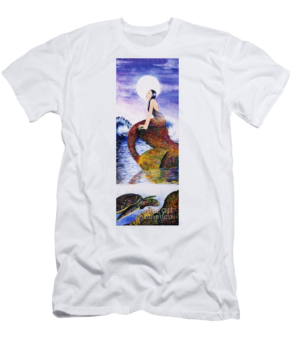 Ocean T-Shirt featuring the painting Mermaid Love by Frances Ku