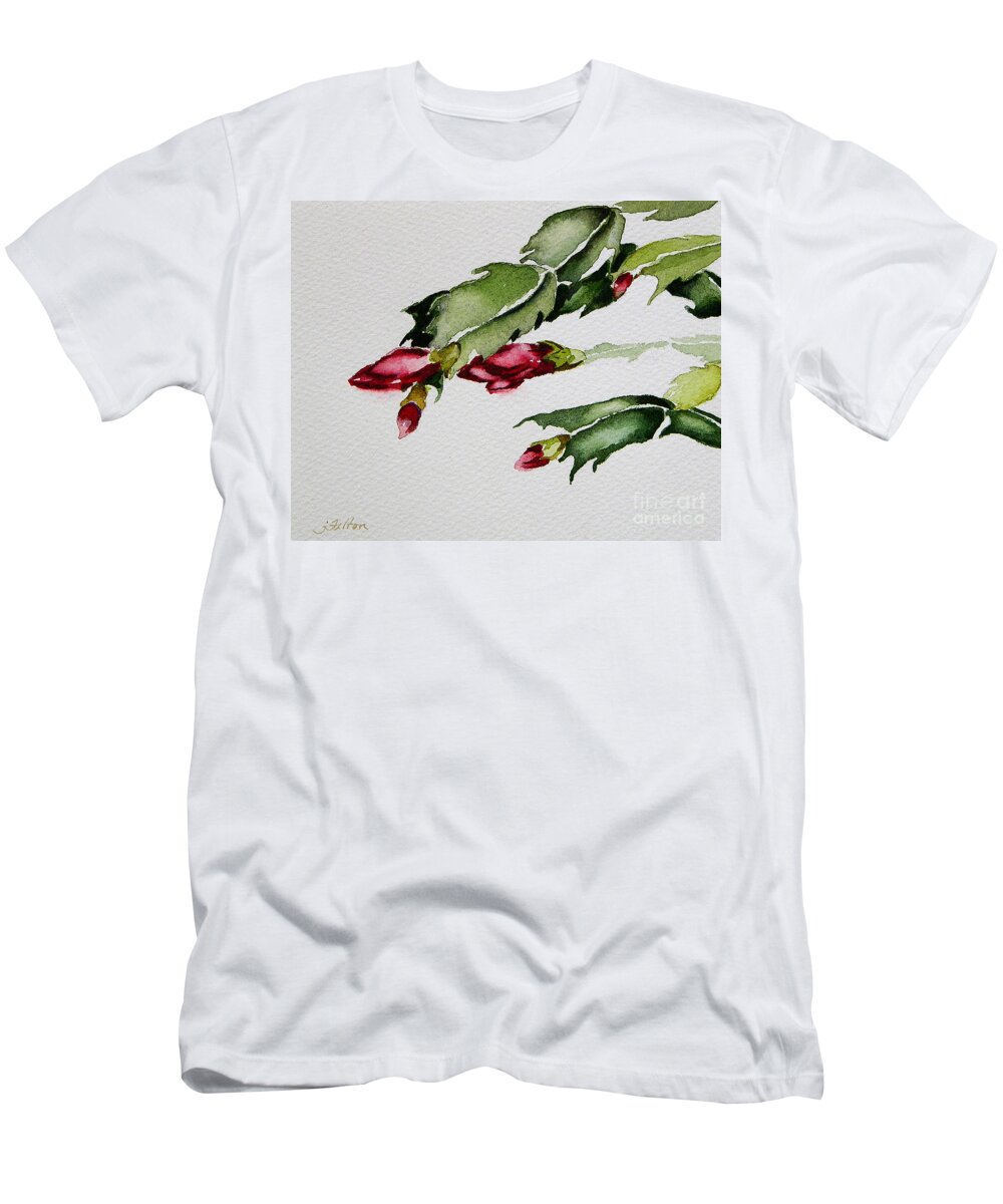 Art T-Shirt featuring the painting Merry Christmas Cactus 2013 by Julianne Felton