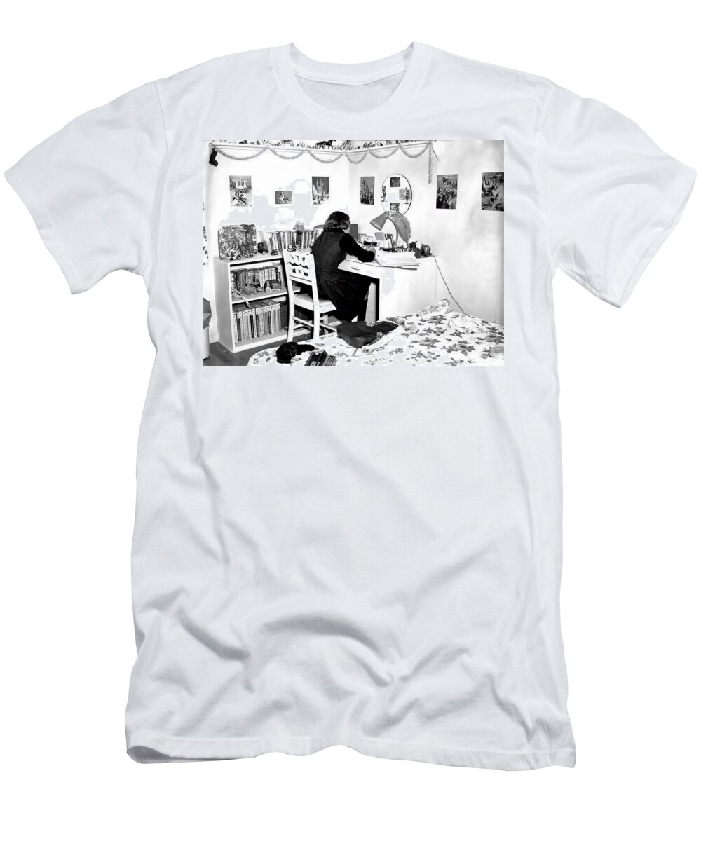Mid-century T-Shirt featuring the photograph Mid century studying by Cathy Anderson