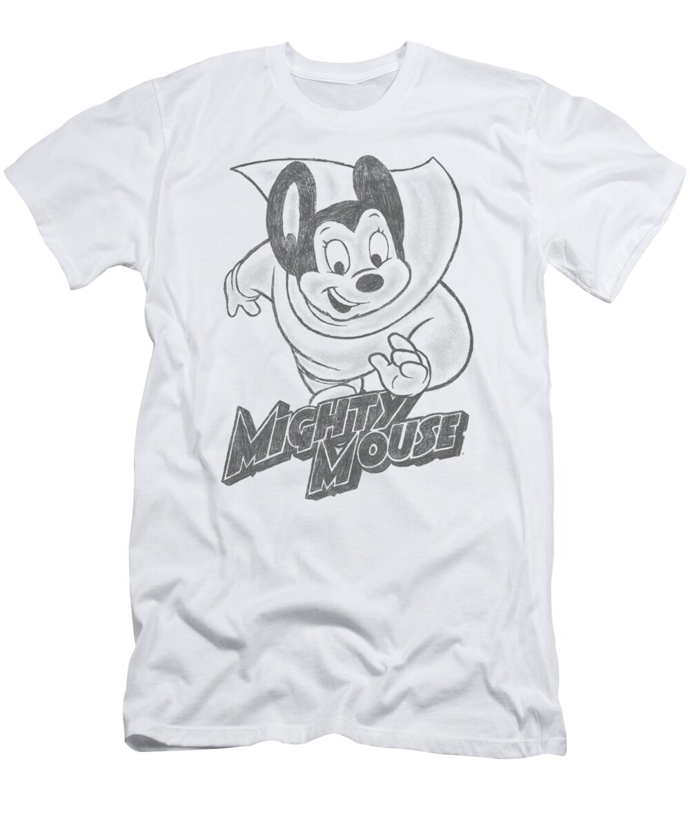 Mighty Mouse T-Shirt featuring the digital art Mighty Mouse - Mighty Sketch by Brand A