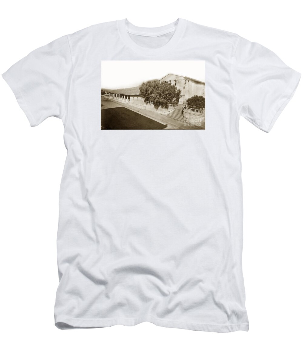 Mission T-Shirt featuring the photograph Mission San Luis Obispo de Tolosa California 1880 by Monterey County Historical Society