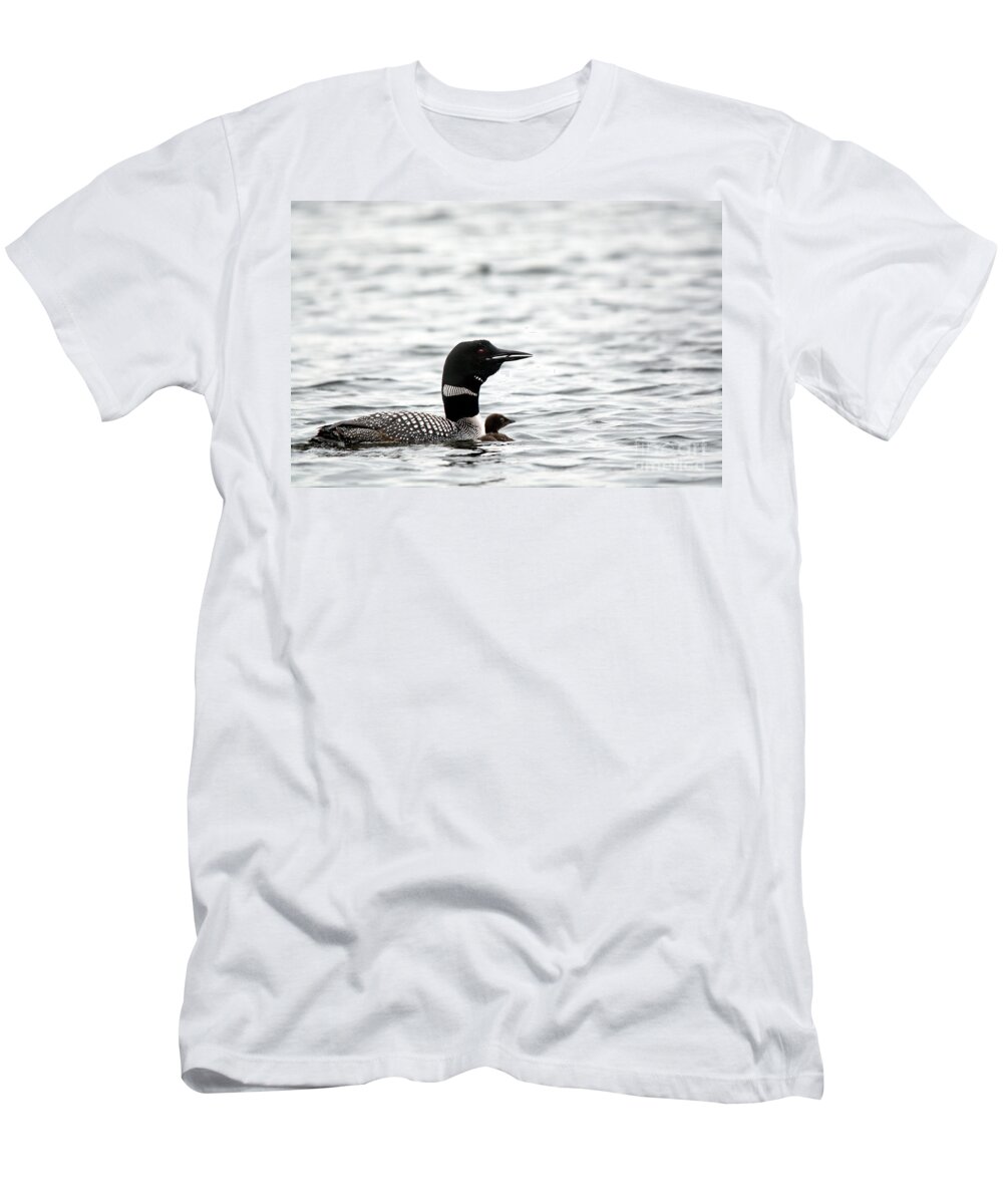 Common Loon T-Shirt featuring the photograph Mommy and Me by Cheryl Baxter