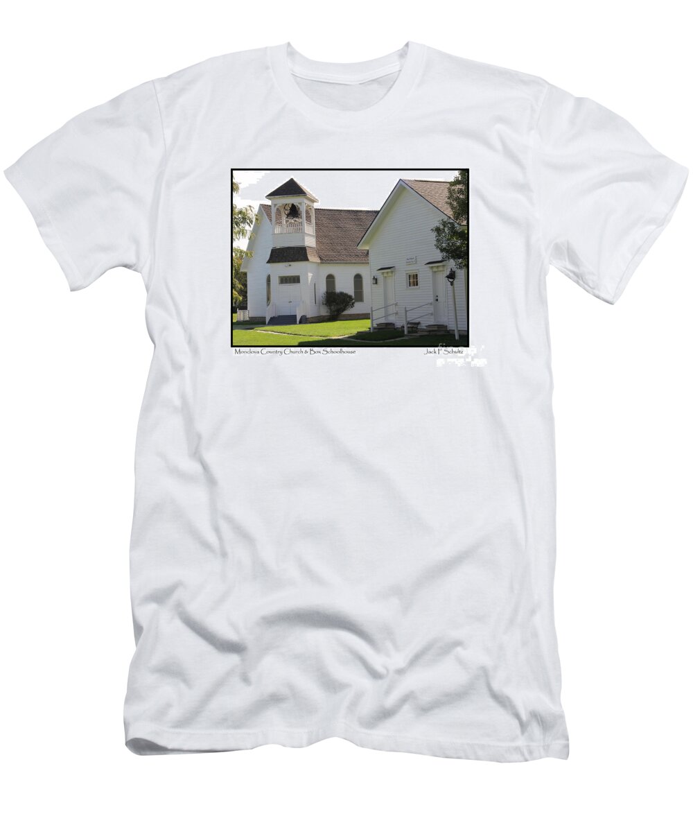 Wolcott Heritage Center T-Shirt featuring the photograph Monclova Country Church and Box Schoolhouse 2660 by Jack Schultz
