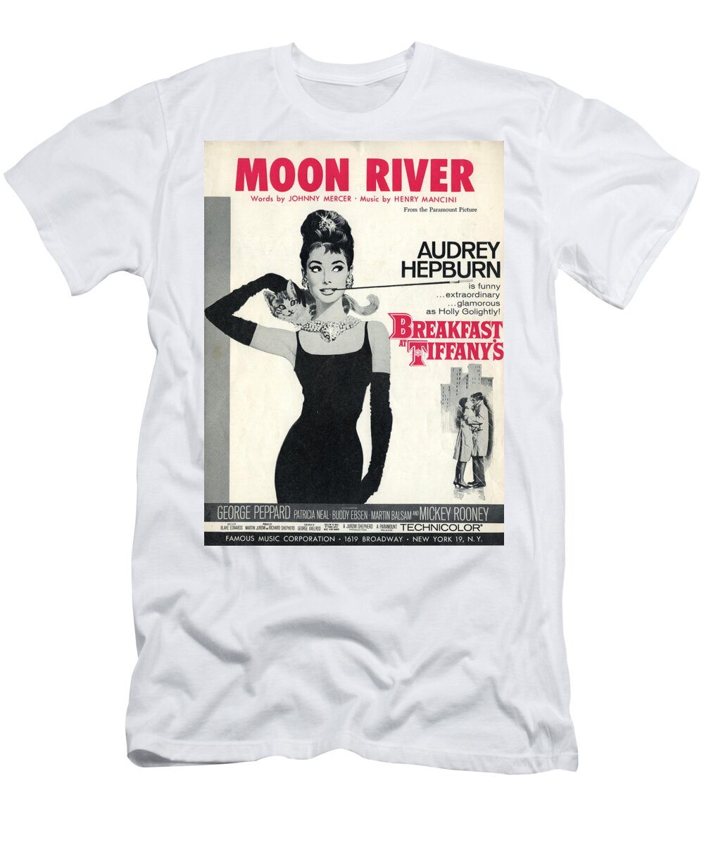 Moon River T-Shirt featuring the digital art Moon River by Audrey Hepburn