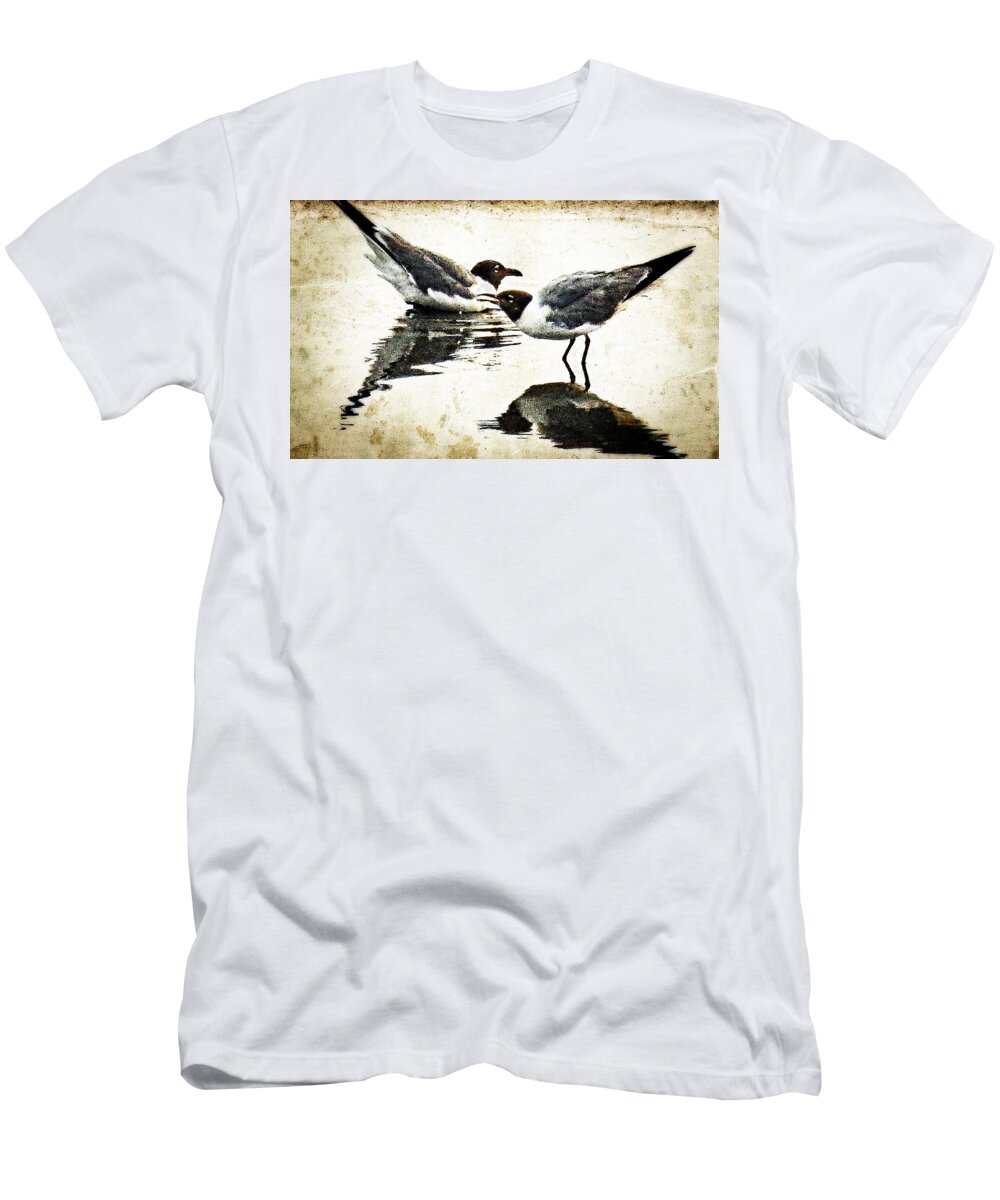 Seagull T-Shirt featuring the painting Morning Gulls - Seagull Art By Sharon Cummings by Sharon Cummings