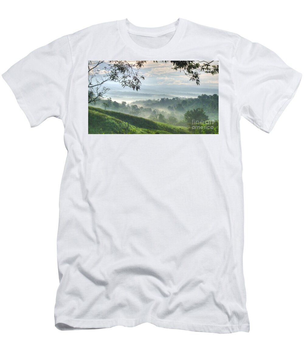 Landscape T-Shirt featuring the photograph Morning Mist by Heiko Koehrer-Wagner