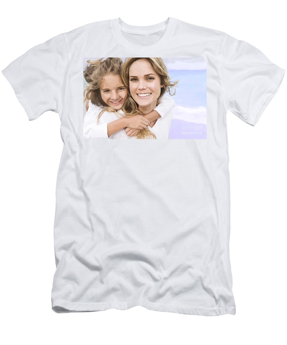 Capture T-Shirt featuring the painting Mother Daughter Portrait  by Tim Gilliland