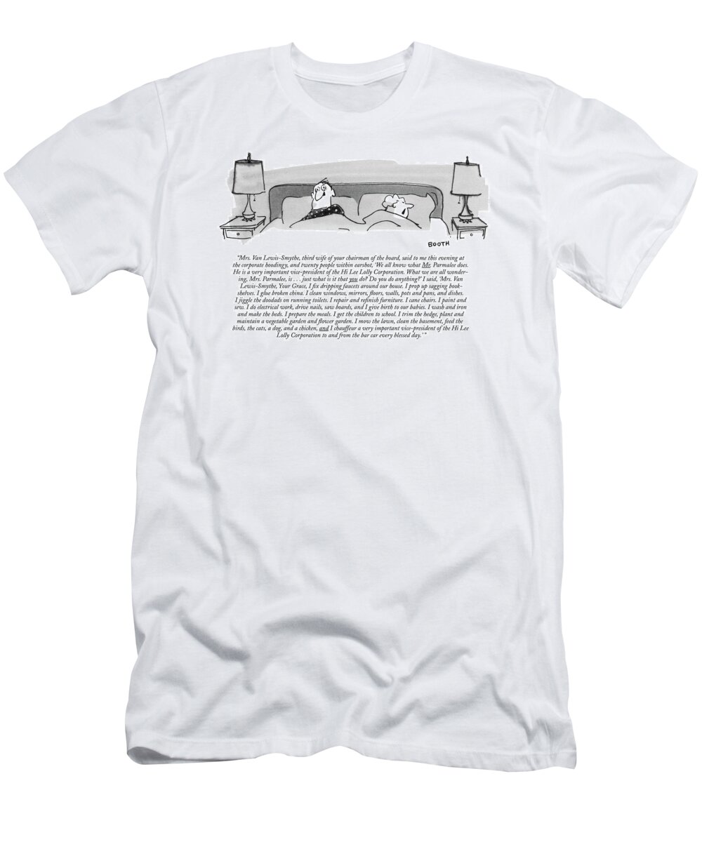 
 (woman Talks In Her Sleep T-Shirt featuring the drawing Mrs. Van Lewis-smythe by George Booth