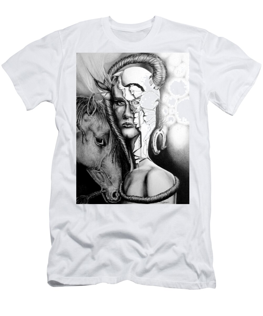  Drawing T-Shirt featuring the drawing My Friend by Geni Gorani