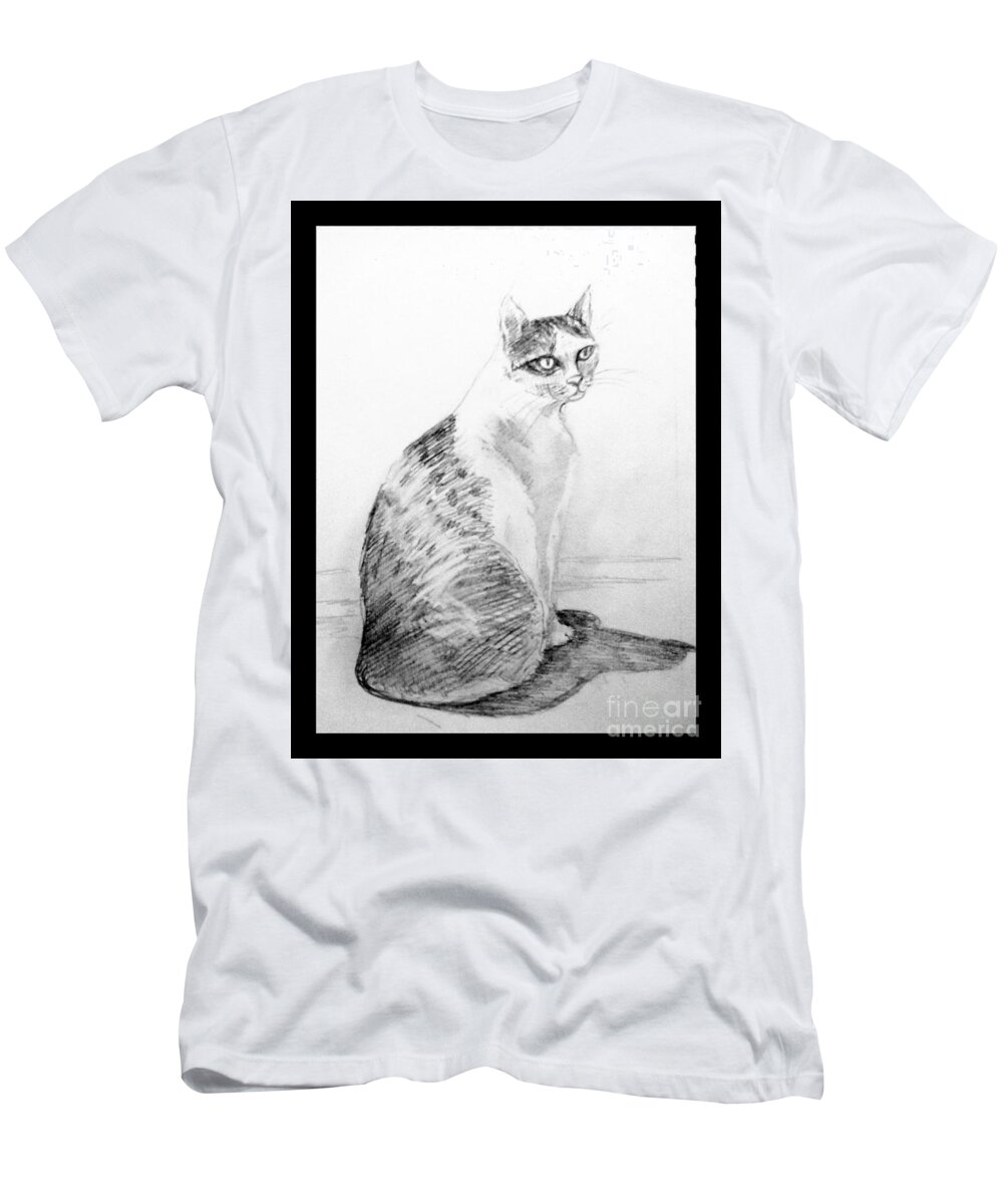 Sketch T-Shirt featuring the drawing My pet cat by Asha Sudhaker Shenoy