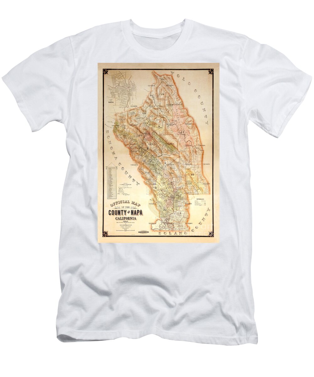 Napa Valley Map T-Shirt featuring the photograph Napa Valley Map 1895 by Jon Neidert
