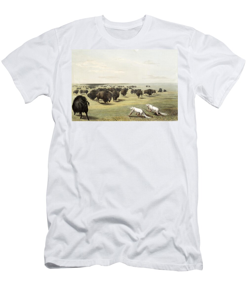 History T-Shirt featuring the painting Native Americans Camouflaged by Science Source